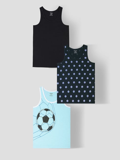 Tresnova Boys Multicolor Regular Fit Printed Vest Pack of 3
