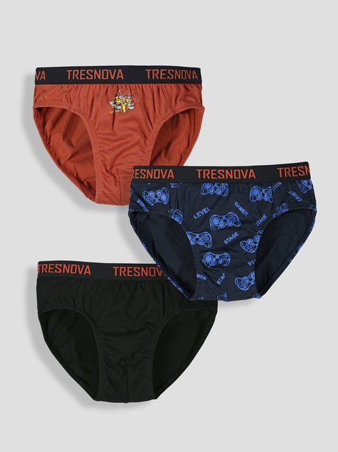 Tresnova Boys Multicolor Regular Fit Printed Briefs -Pack of 3