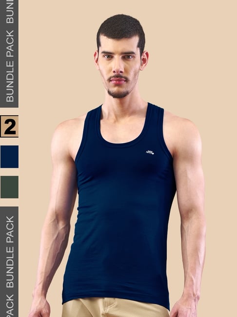 Lux Nitro Cotton Regular Fit Solid Vest (Pack of 2)