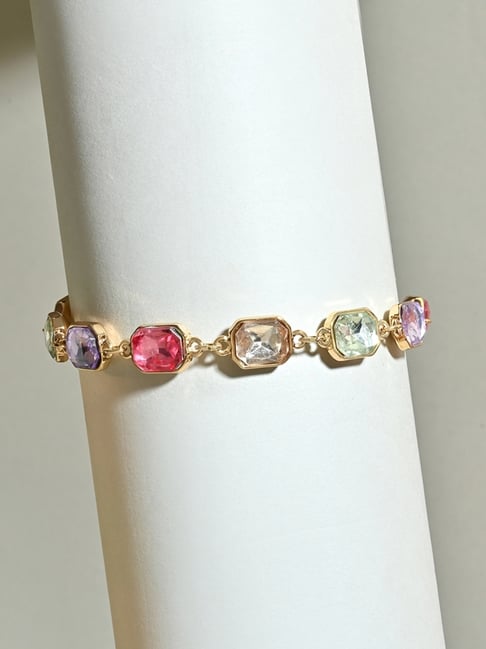 ToniQ Multi Beads Stone Studded Link Chain Charms Bracelet