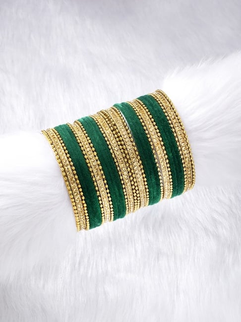 Peora Green Velvet Chuda Bangle Set Traditional Bridal Dulhan Wedding Fashion Jewellery for Women-picture-45
