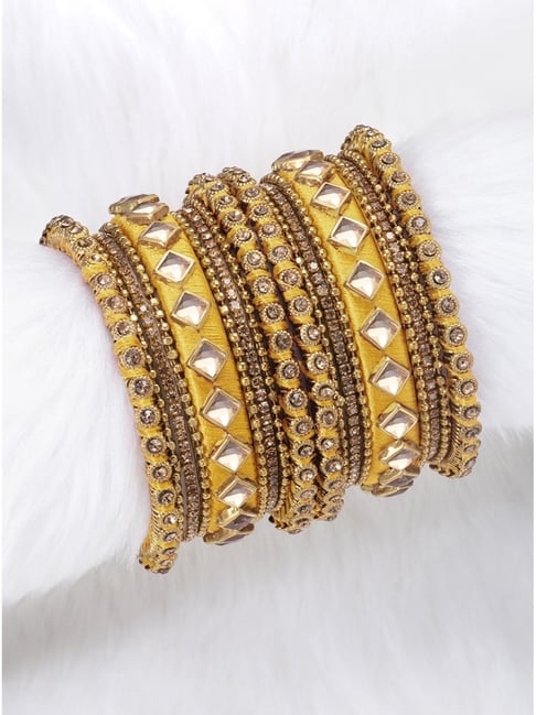 Peora Brass with Stone Studded Silk Thread Bridal Chuda Bangle Set Jewellery for Women-picture-22