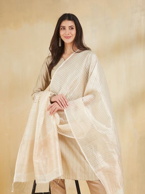 Fabindia Beige Woven Dupatta-picture-26