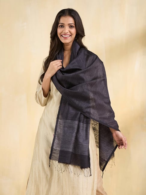 Fabindia Black Woven Stole-picture-43