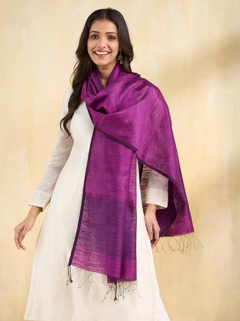 Fabindia Purple Woven Stole-picture-30
