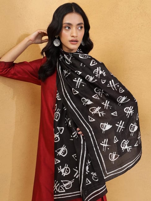 Fabindia Black Printed Stole-picture-37