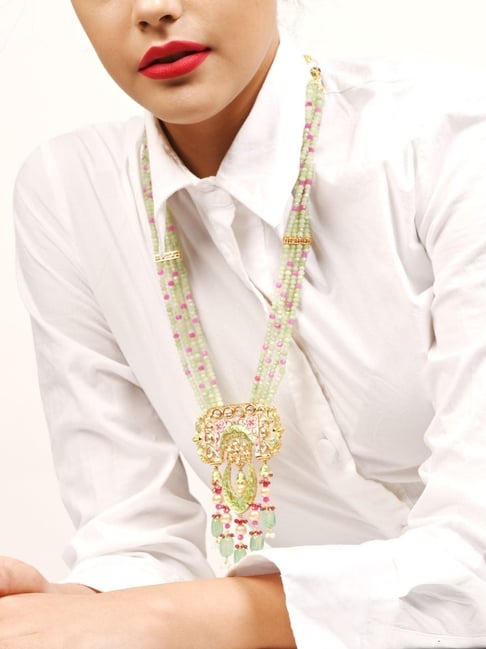 Odette Green And Pink Necklace & Earring Set-picture-48