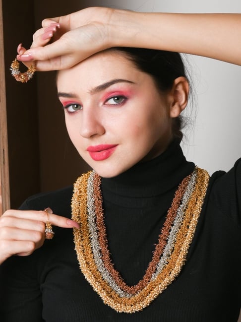 Odette Multicolor Eye Catchy Necklace & Earring Set-picture-15