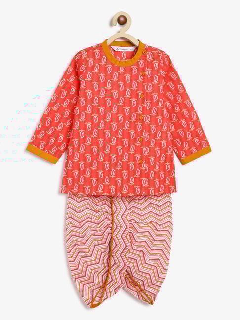 Campana Infant Boys Red Cotton Floral Kurta Set-picture-35