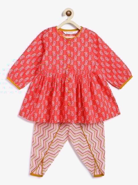 Campana Infant Girls Red Cotton Floral Suit Set-picture-18