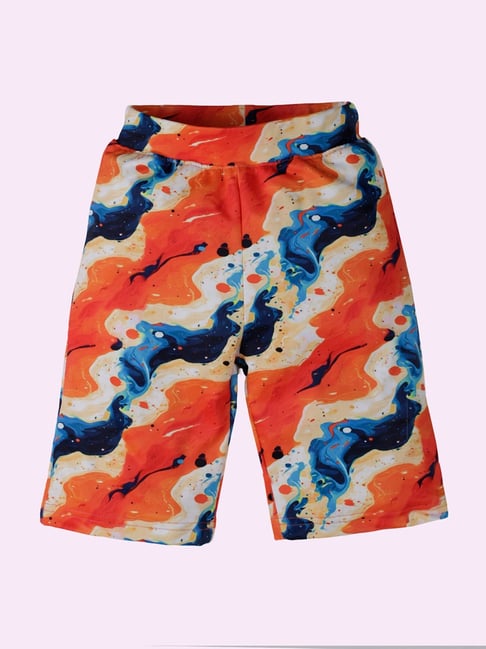 Kiddopanti Multicolour Girls Knee Length Tie & Dye All Over Printed Cycling Shorts-picture-31