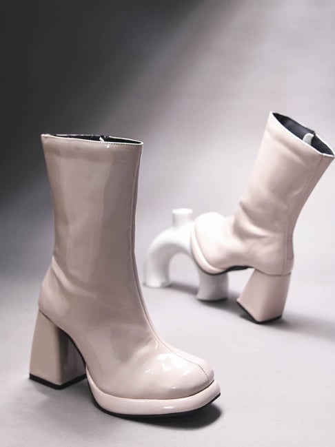 The White Pole Women's Cream Casual Booties-picture-18