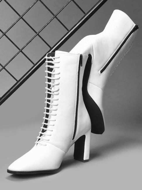 The White Pole Women's White Casual Booties-picture-48