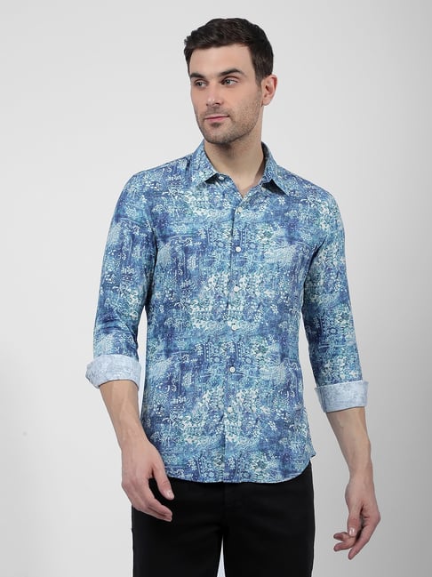 Numero Uno Blue Slim Fit Printed Shirt-picture-48