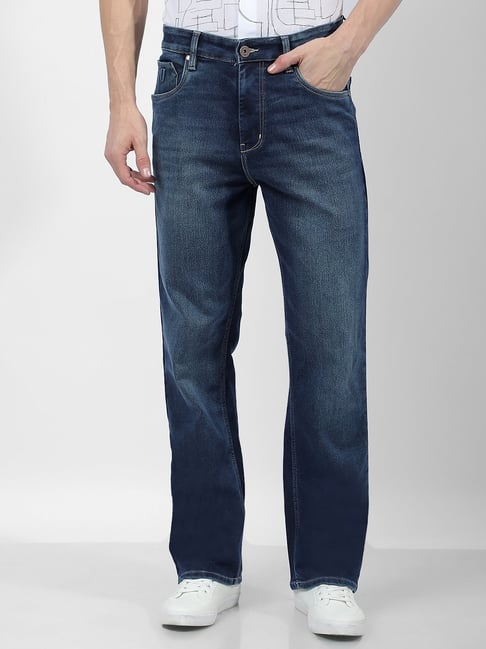 Numero Uno Blue Wide Leg Faded Jeans-picture-14
