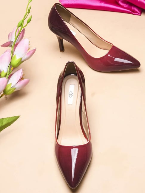 Red Comfortable Pump Heels Gomelly Women's Pointed Toe Low Heel