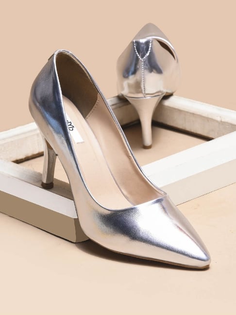 The White Pole Women's Silver Stiletto Pumps-picture-14