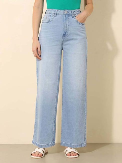 U.S. Polo Assn. Light Blue Cotton Wide Leg Fit Jeans