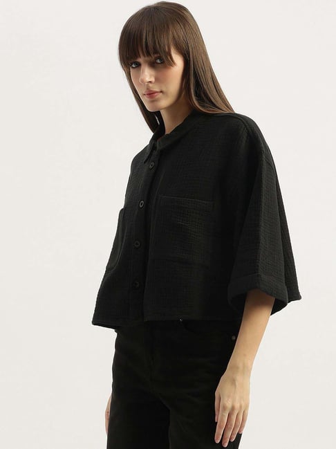 United Colors of Benetton Black Textured Pattern Casual Shirt-picture-30