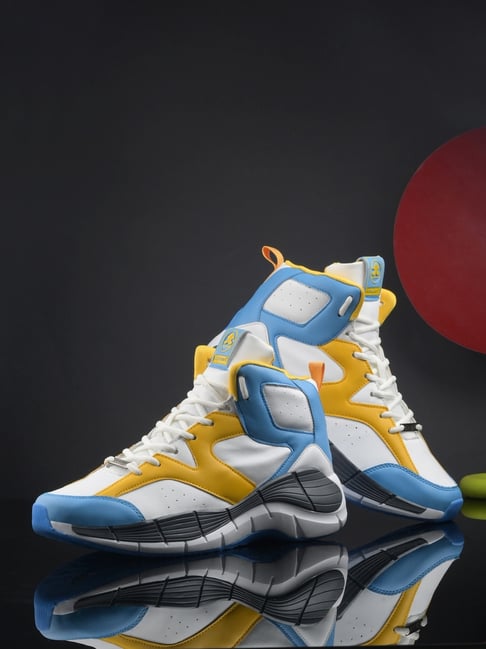 OFF LIMITS Men's RIDER Off White, Yellow & Blue Basketball Shoes-image-16