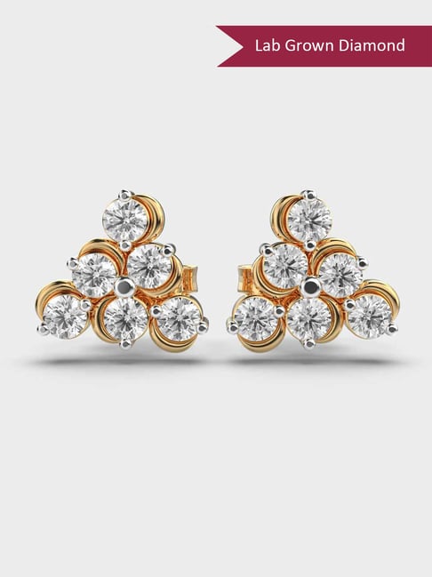 Buy Jewelbox Glittering Pyramid 14KT Diamond Earrings for Women
