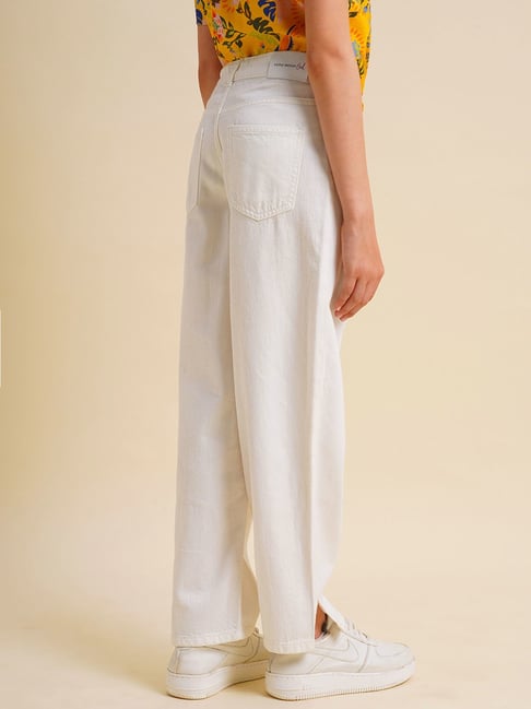 Buy Vero Moda Girls Cloud Dancer Solid Loose White Jeans Online At
