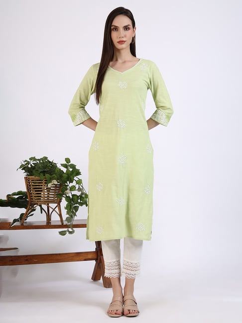 Aurelia Green Embroidered Kurta-picture-33