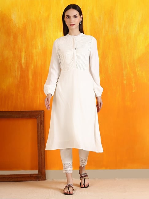 W White Solid Kurta-picture-28