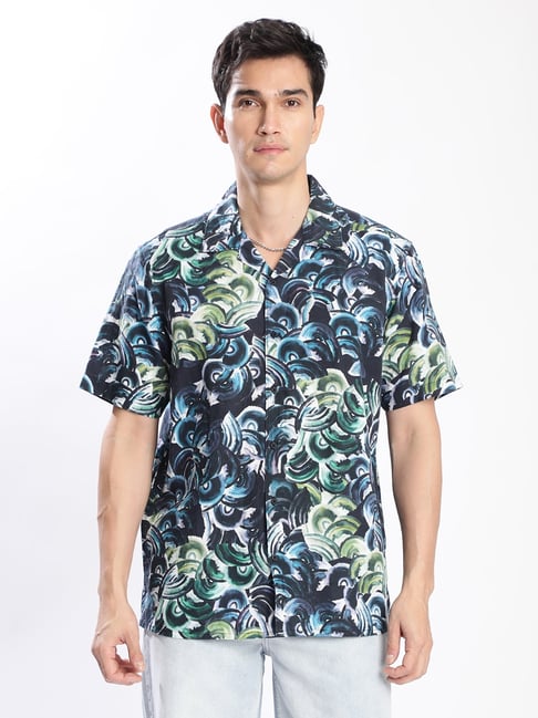 Bene Kleed Men Printed Cotton Linen Casual Shirt-picture-14