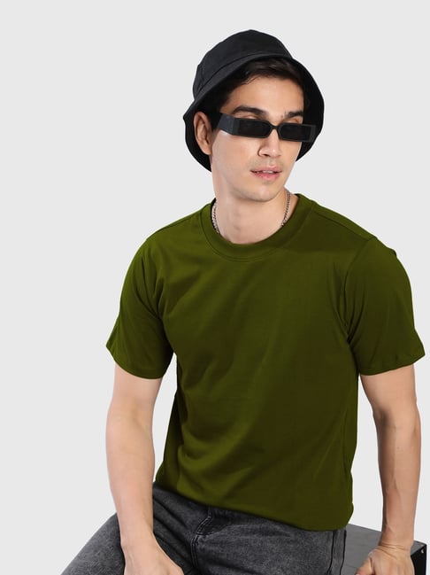 Bene Kleed Men Olive Solid T-Shirt-picture-32