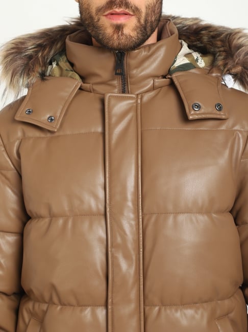 Guess Brown Fashion Regular Fit Puffer Jacket