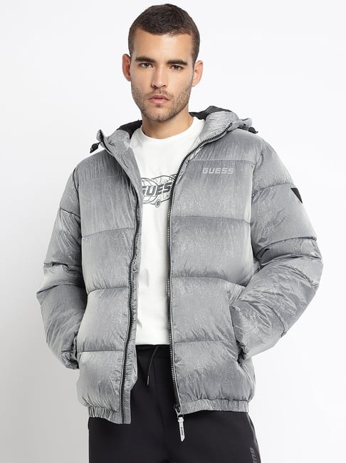 Guess Grey Fashion Regular Fit Puffer Jacket