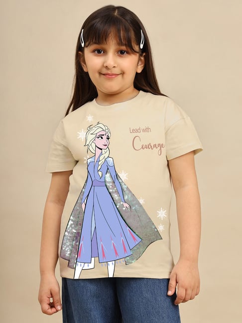Kidsville Frozen Printed Relaxed Fit Tshirt For Girls-image-46