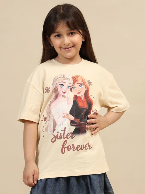 Kidsville Frozen Printed Oversized Fit Tshirt For Girls-image-48