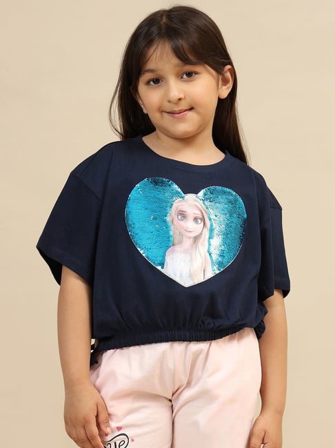 Kidsville Frozen Printed Boxy Fit Tshirt For Girls-image-45