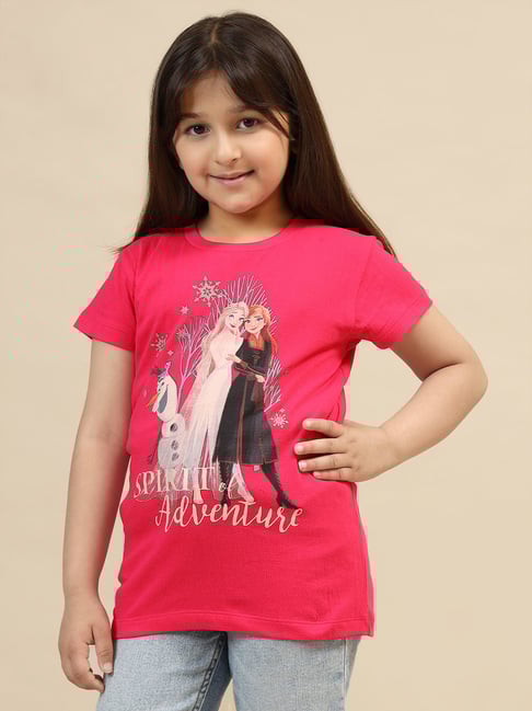 Kidsville Frozen Printed Regular Fit Tshirt For Girls-image-38
