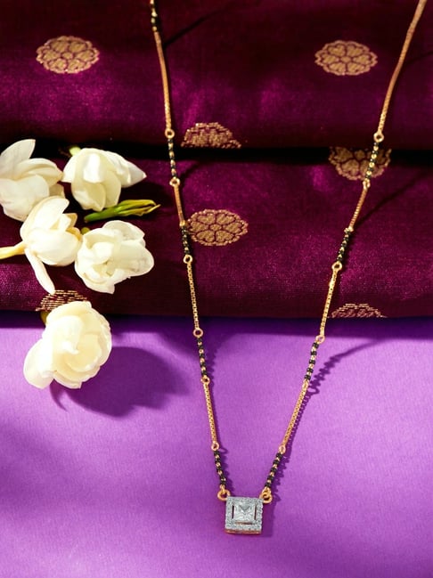 P.N.Gadgil Jewellers 22 Karat (916) Yellow Gold Bold Frame Modern Mangalsutra For Woman