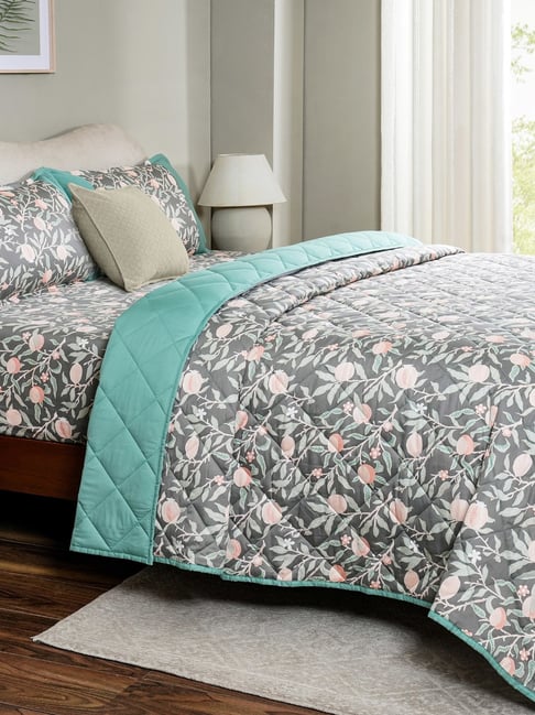 Maspar Green Cotton Printed 200 TC King Flat Bedsheet Set-image-45