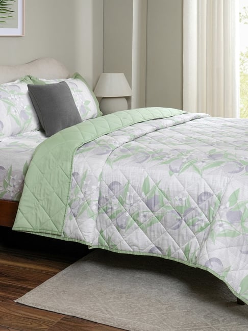 Maspar Purple Cotton Printed 200 TC King Flat Bedsheet Set-image-42