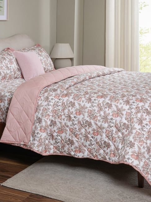 Maspar Pink Cotton Printed 200 TC King Flat Bedsheet Set-image-47