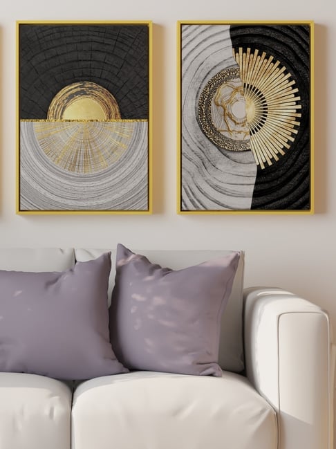 Art Street Gold Canvas Lines Canvas Painting Wall Art - Set of 2-picture-21