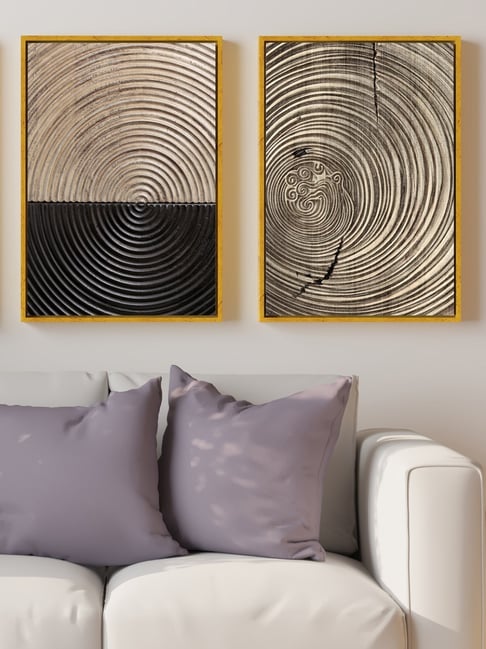 Art Street Gold Canvas Geomatric Golden Round Lines Canvas Painting Wall Art - Set of 2-picture-24