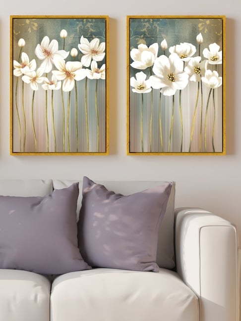 Art Street Gold Canvas Magnolia Flower Canvas Painting Wall Art - Set of 2-picture-22