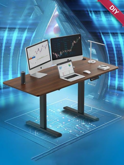 The Sleep Company Brown Alloy Steel Adjustable Desk