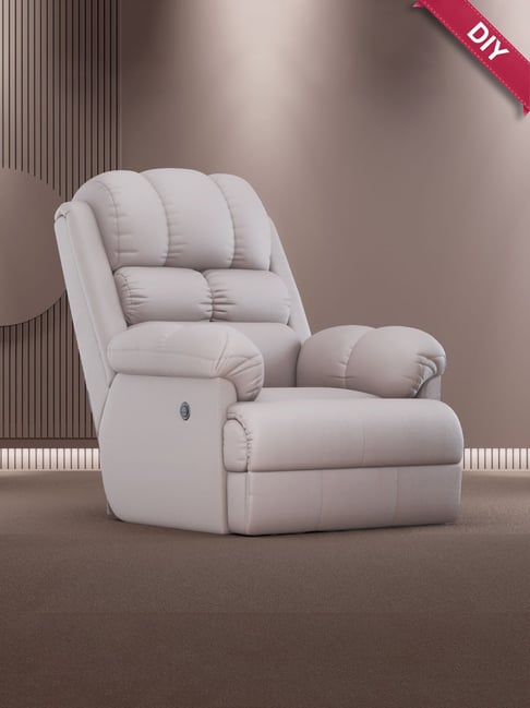 The Sleep Company Beige Luxe Patented SmartGRID Technology Motorised Single  Recliner Sofa