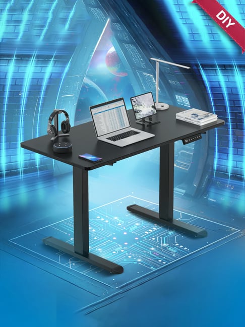 The Sleep Company Black Alloy Steel Adjustable Desk