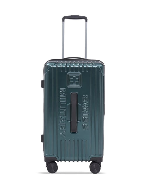 Swiss Military Green CUBOID Striped Medium Hard Checked Luggage