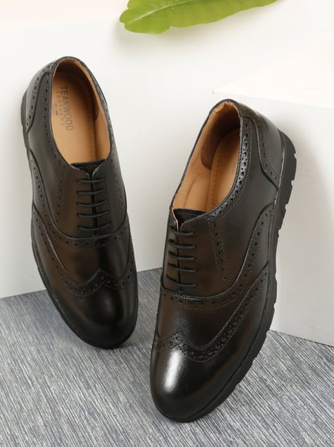 Teakwood Leathers Men Black Brogue Shoes-picture-40