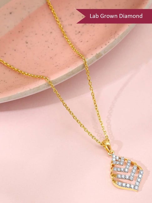 GIVA Lab Grown Diamond 18k (750) Gold Pendant for Women