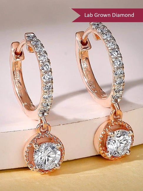 GIVA Lab Grown Diamond 18k (750) Gold Earrings for Women